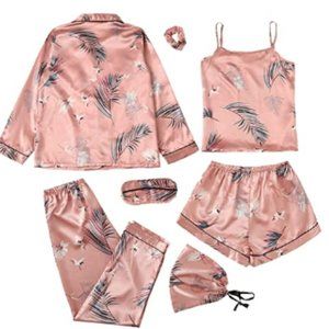 7pcs Pajama Set Cami Pjs with Shirt and Eye Mask